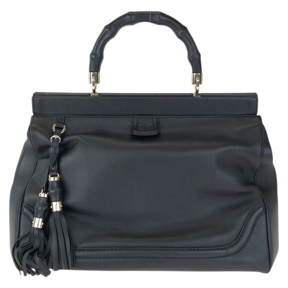 Gucci Handbags - Gucci Bamboo Leather Handbag Black